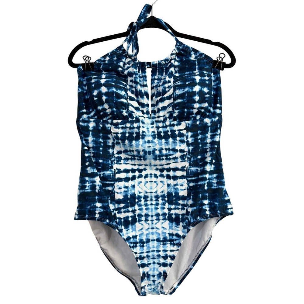 Mynah One Piece Bathing Suit Swimsuit Tie Dye High Neck Tummy Panel NWT 16W